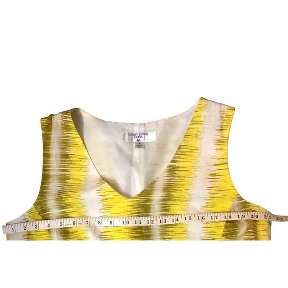Larry Levine yellow white and beige print sheath dress fully lined - Picture 10 of 14